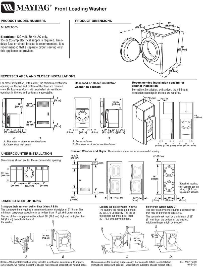Maytag MHWE900VW - Performance Series Front Load Steam... User guide