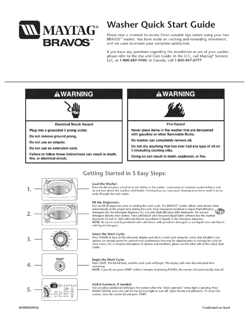 Maytag MTW6600TB - Ing Washer quick start guide