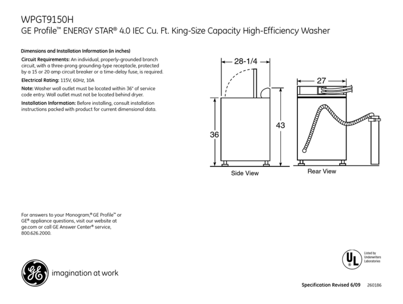 GE WPGT9150HWW - Profile 27" Washer Manual