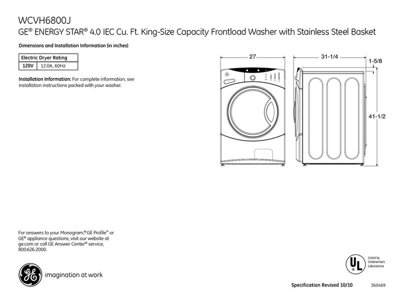 GE WCVH6800JMS - 27" Front-Load Washer Manual
