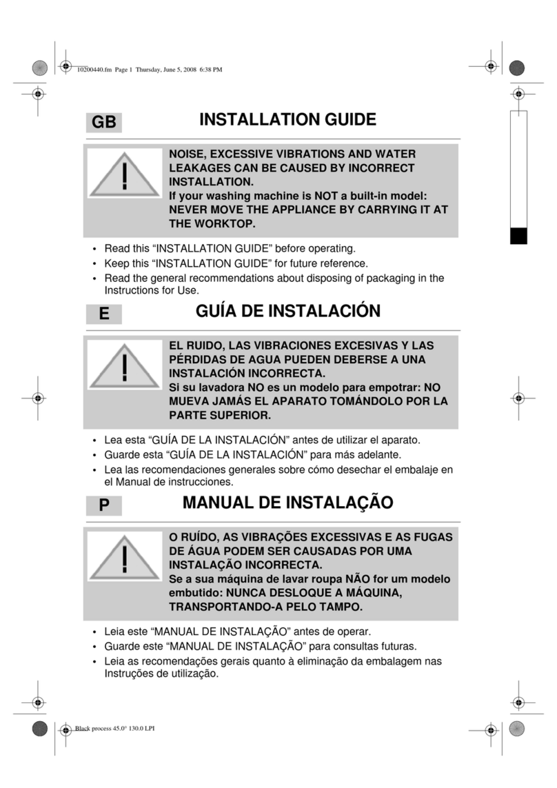 Whirlpool AQUASTEAM 9770B WP installation guide Whirlpool AQUASTEAM 9770B WP installation guide