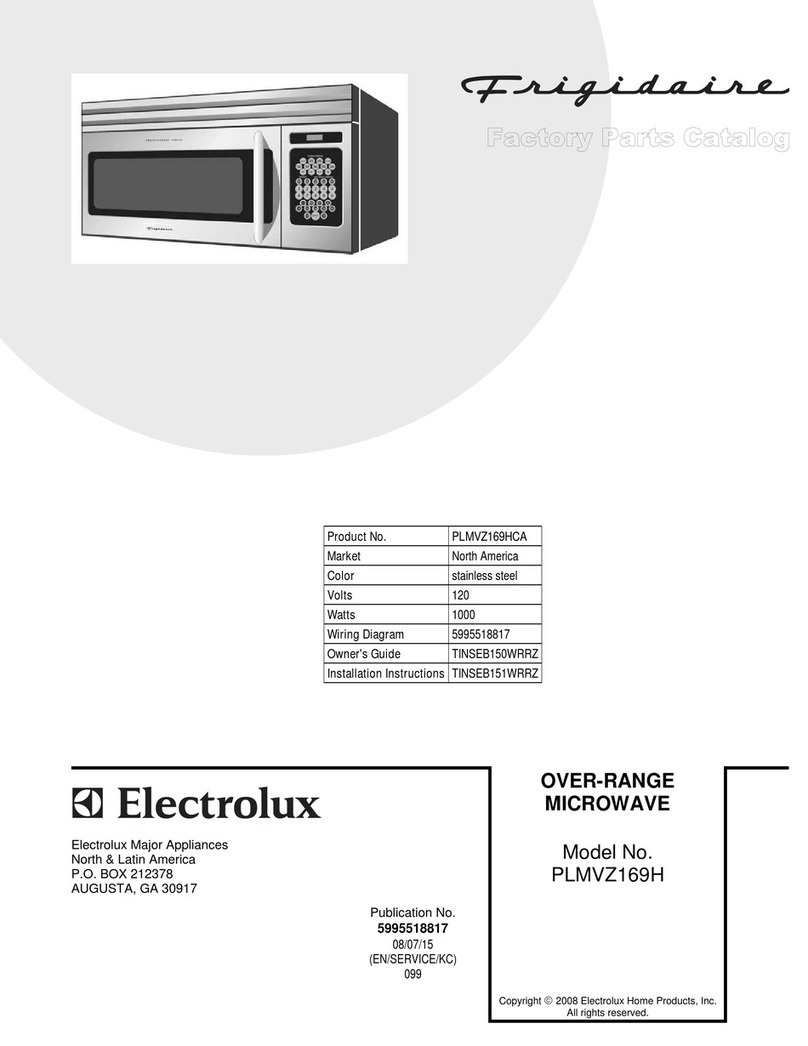 Frigidaire PLMVZ169HC - 1.6 cu. Ft. Microwave Oven User manual