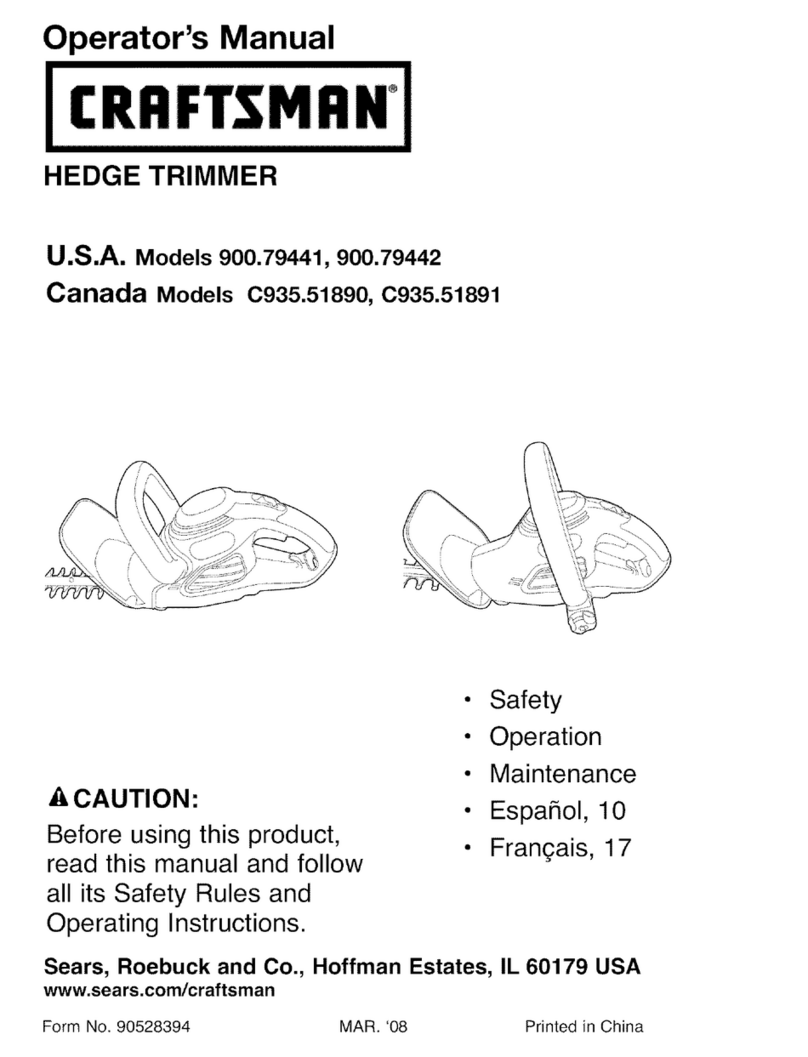 Craftsman 79441 - 20 in. Hedge Trimmer Operator's manual