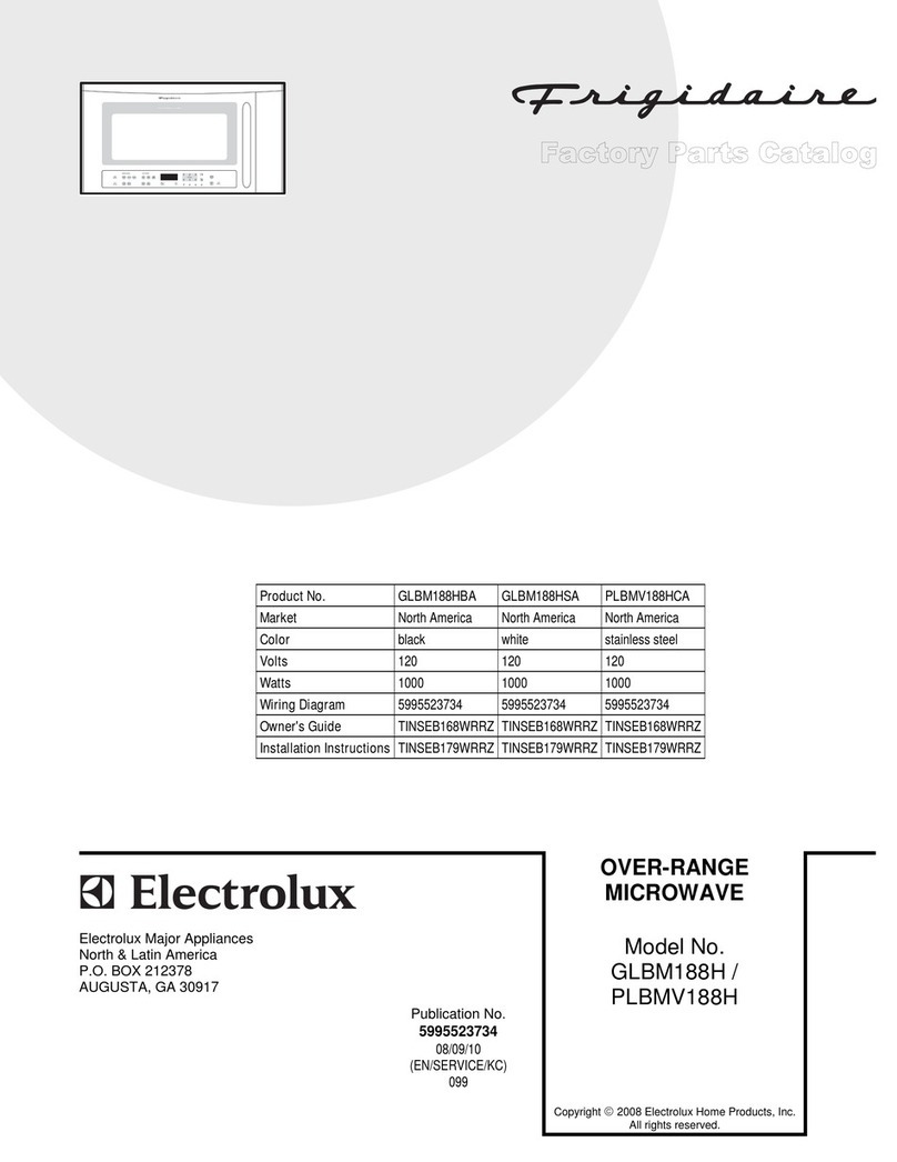 Frigidaire PLBMV188HC - Microwave User manual