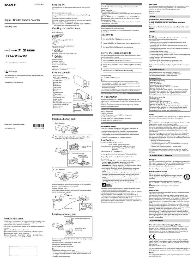 Sony HDR-AS10 User manual