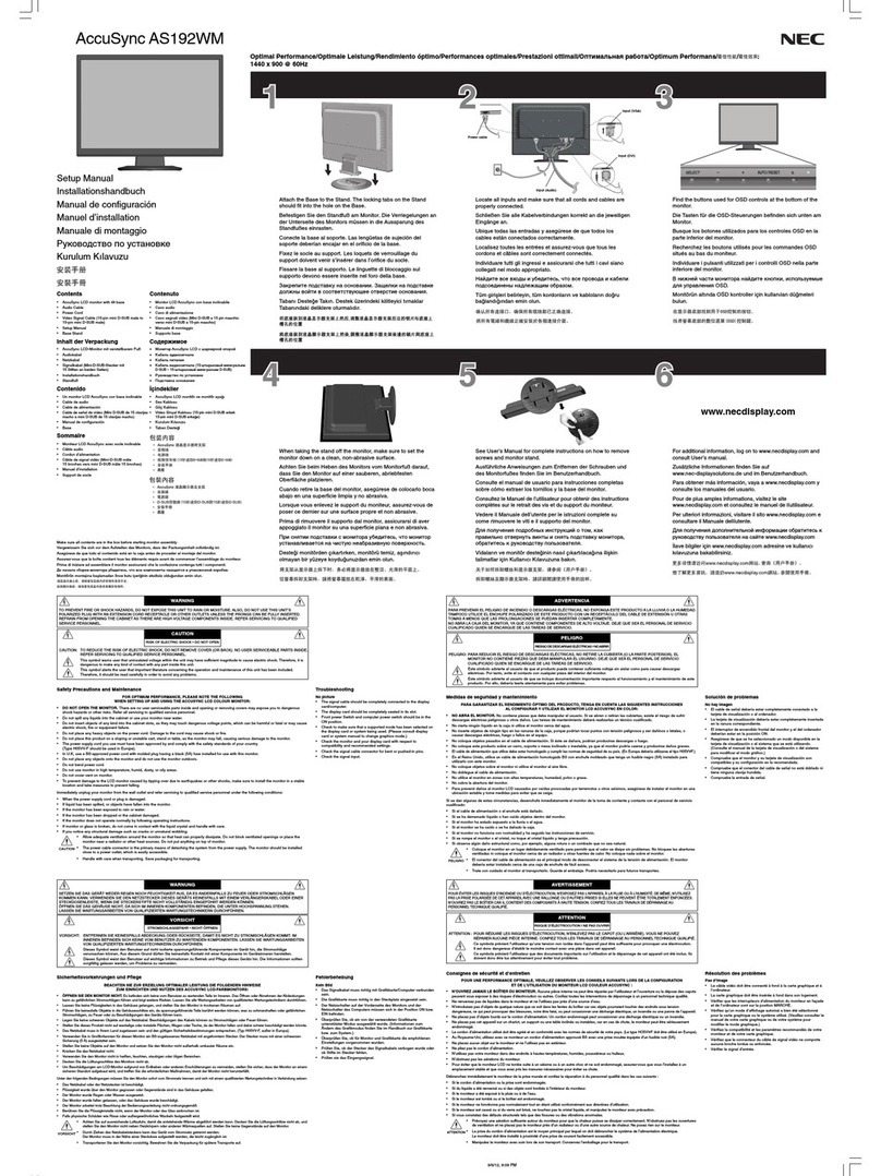NEC AS192WM-BK Setup manual