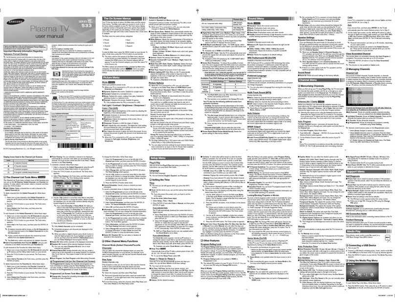 Samsung PN64E533D2F User manual