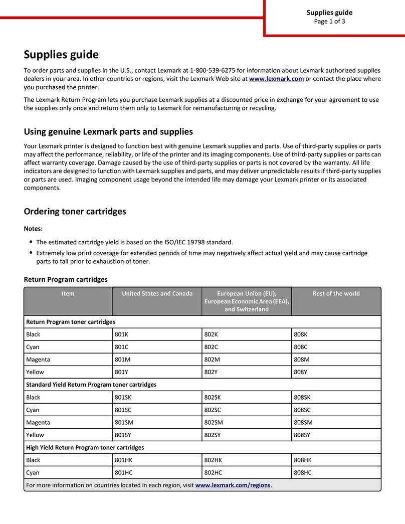 Lexmark CX410 series Supplies guide
