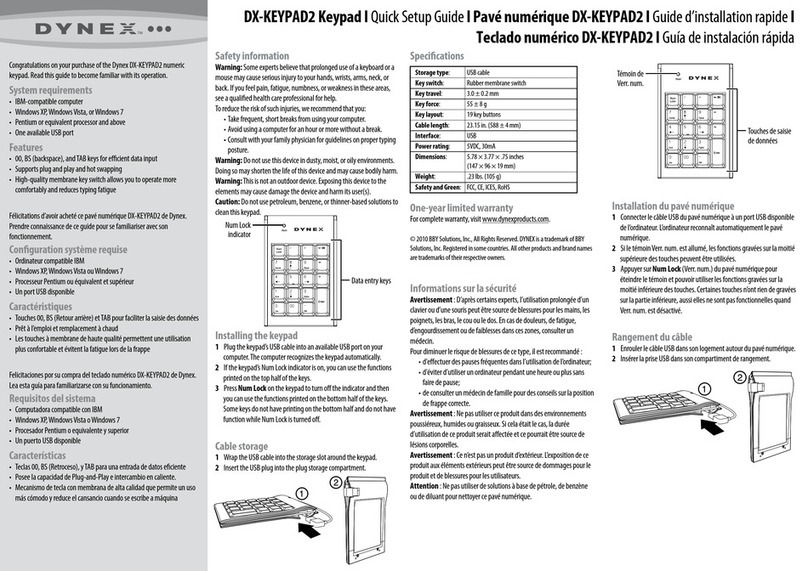 Dynex DX-KEYPAD2 User manual