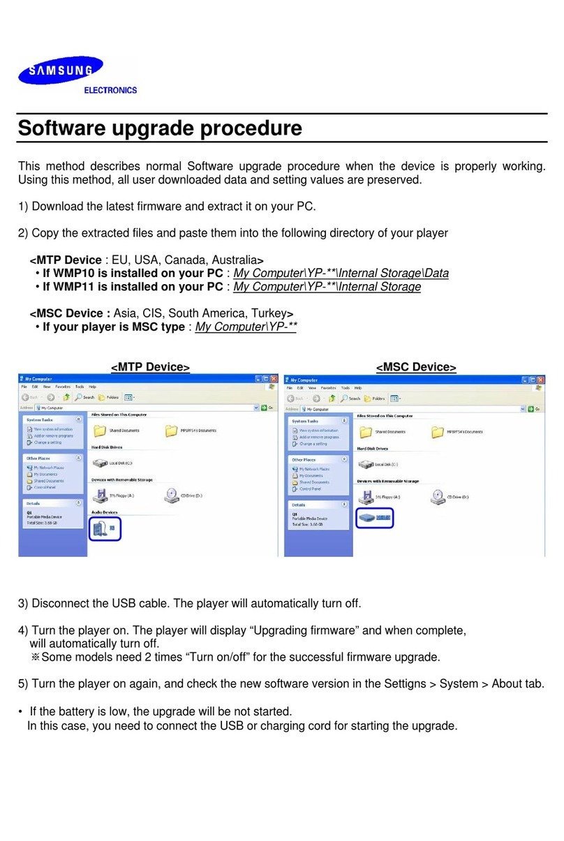 Samsung YP-P2JARY Software upgrade instructions