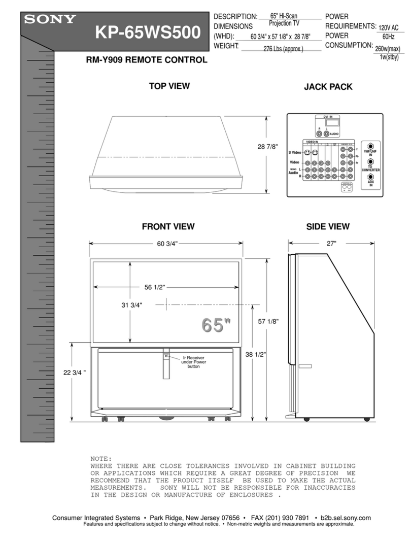 Sony Hi-Scan KP-65WS500 Dimensions