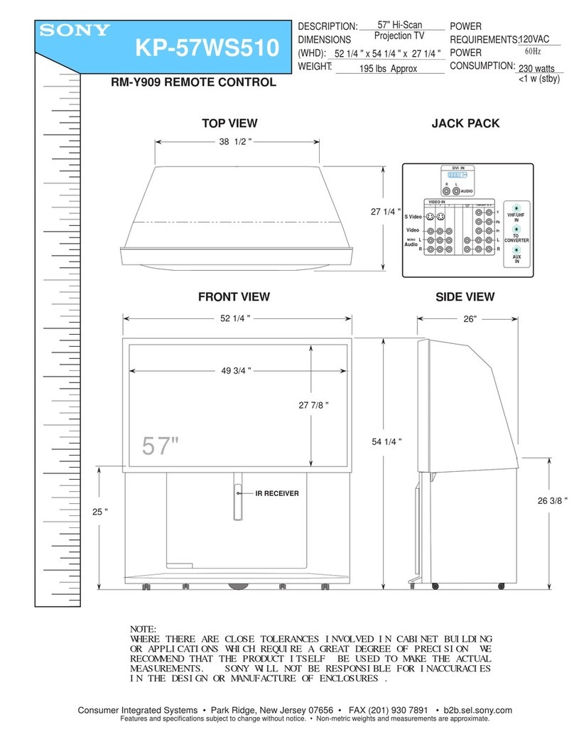 Sony KP-57WS510 - 57" Wide Screen Projection Tv User guide
