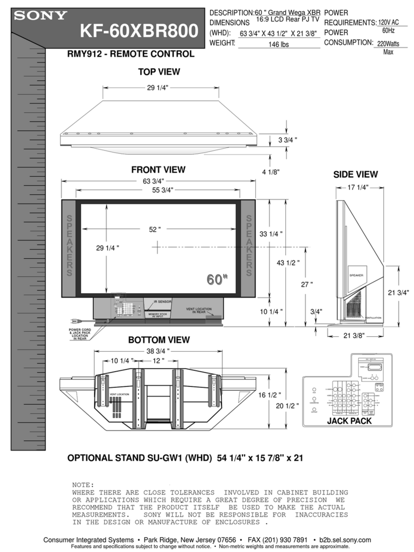 Sony KF-60XBR800 - 60" Xbr Grand Wega™ Rear Projection... User guide