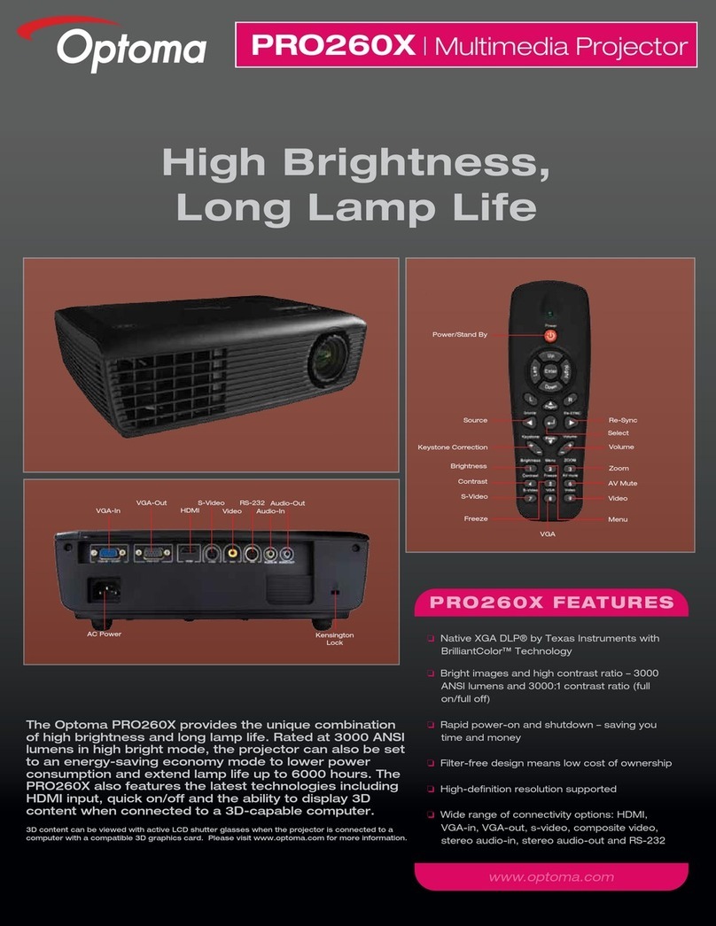 Optoma PRO260X Specifications