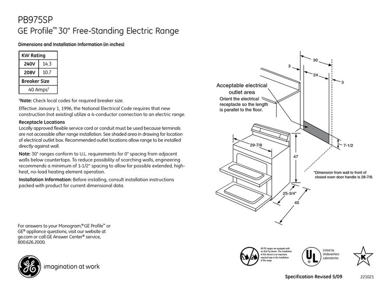 GE PB975SPSS - Profile 30" Electric Ran Manual