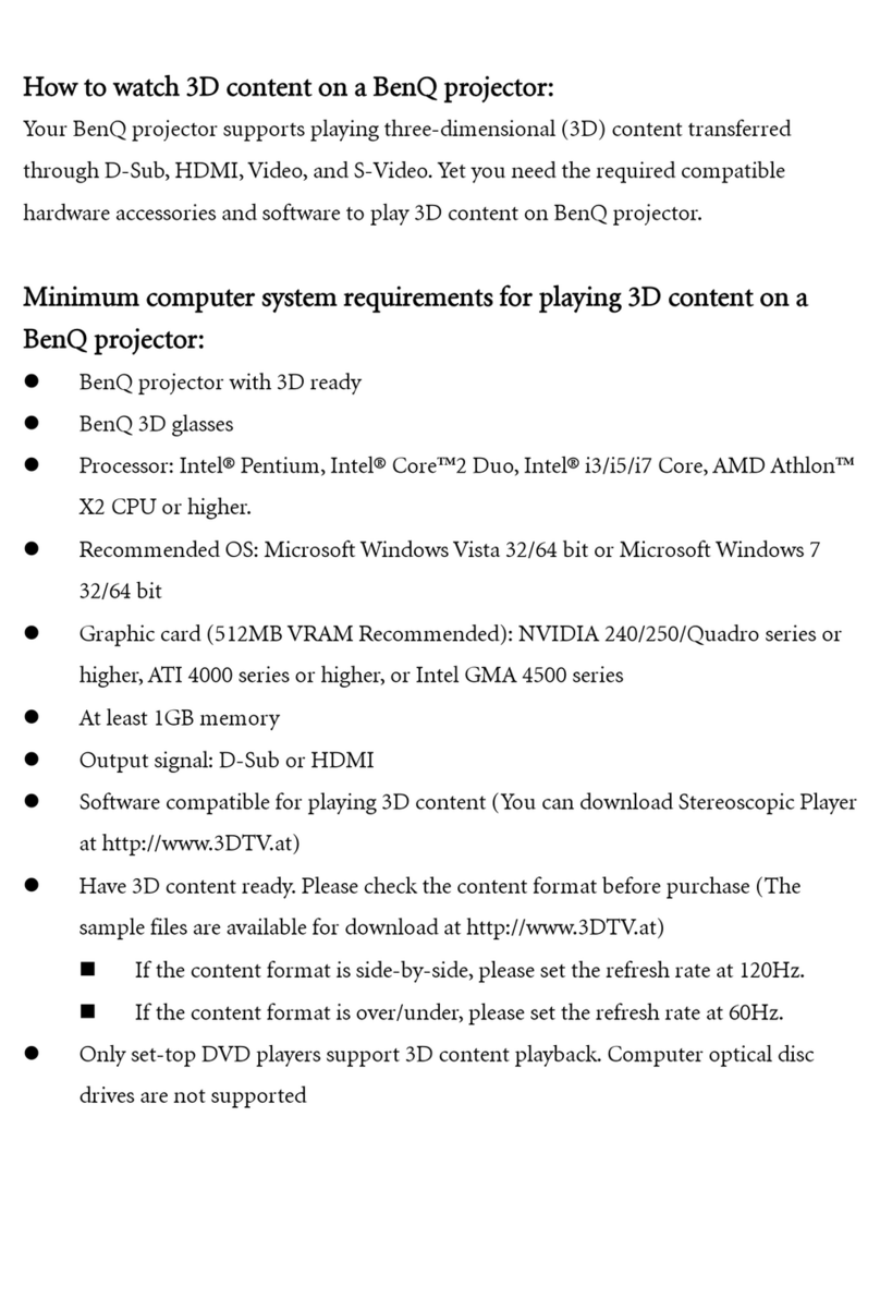 BenQ W700 3D instructions