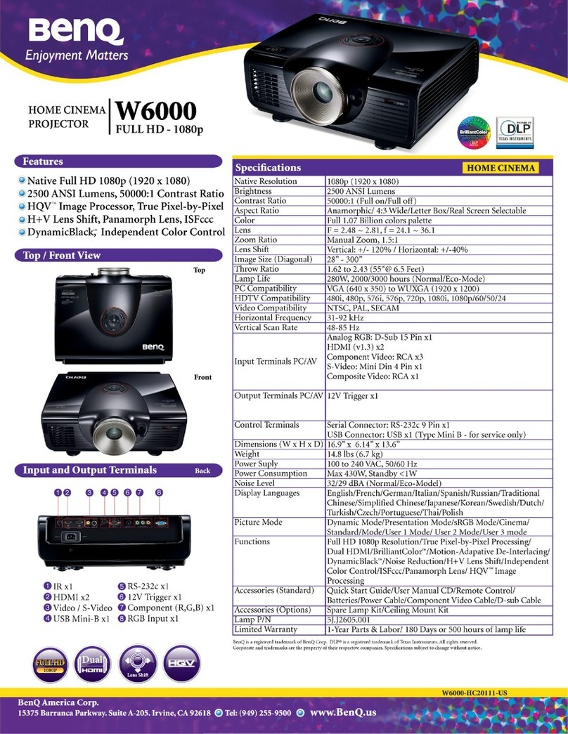 BenQ W6000 - DLP Projector - HD 1080p User manual BenQ W6000 - DLP Projector - HD 1080p User manual