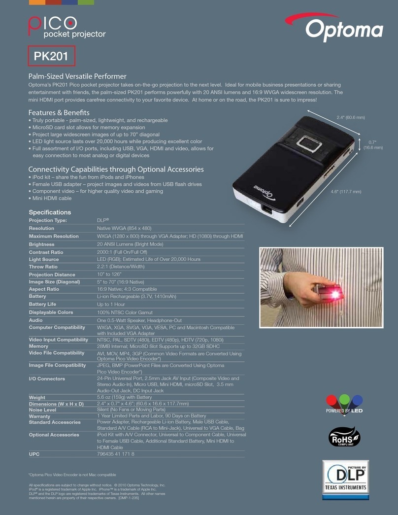 Optoma Pico PK201 User manual