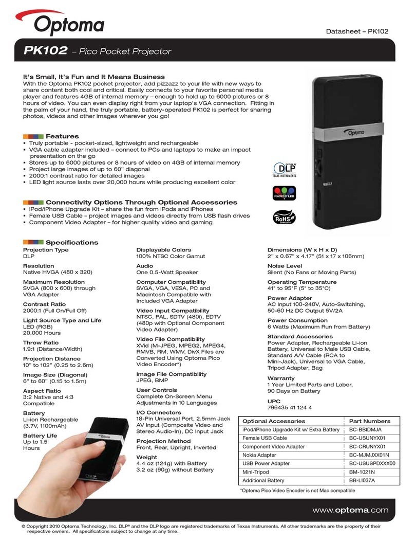 Optoma Pico PK102 datasheet