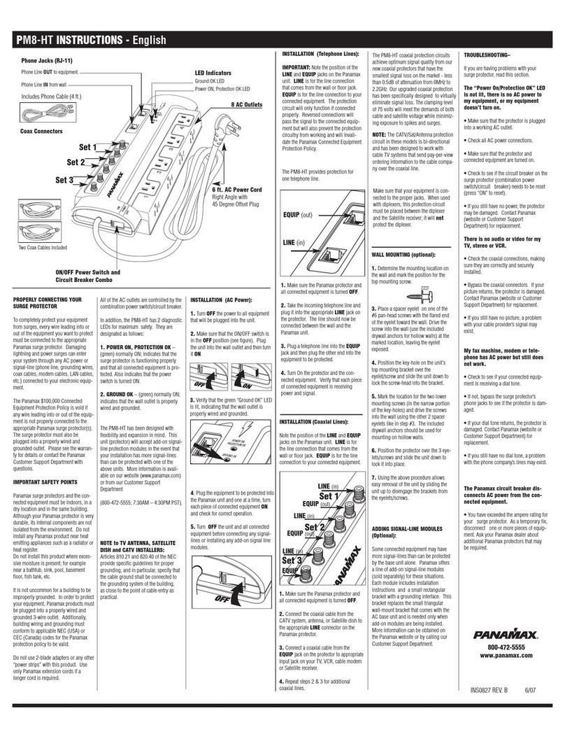 Panamax PM8-HT User manual