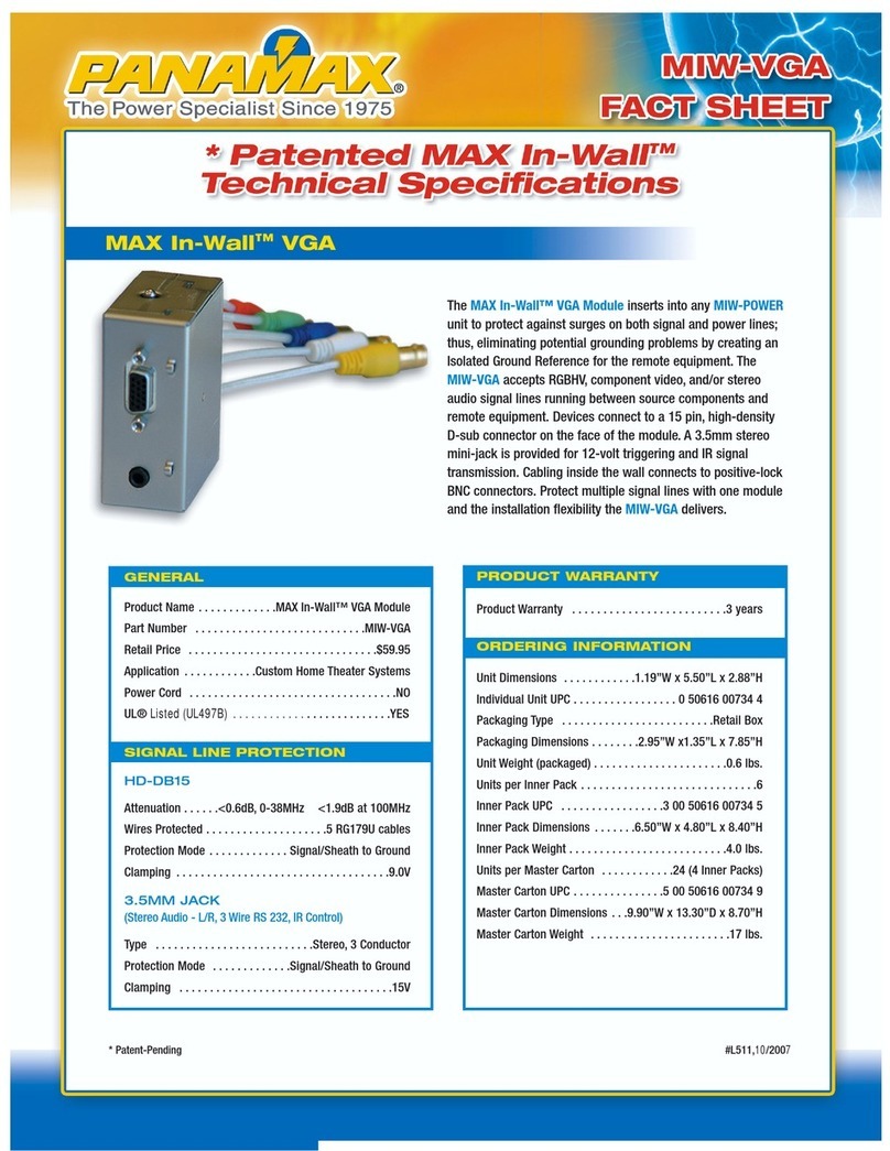 Panamax MIW-VGA Technical specifications Panamax MIW-VGA Technical specifications