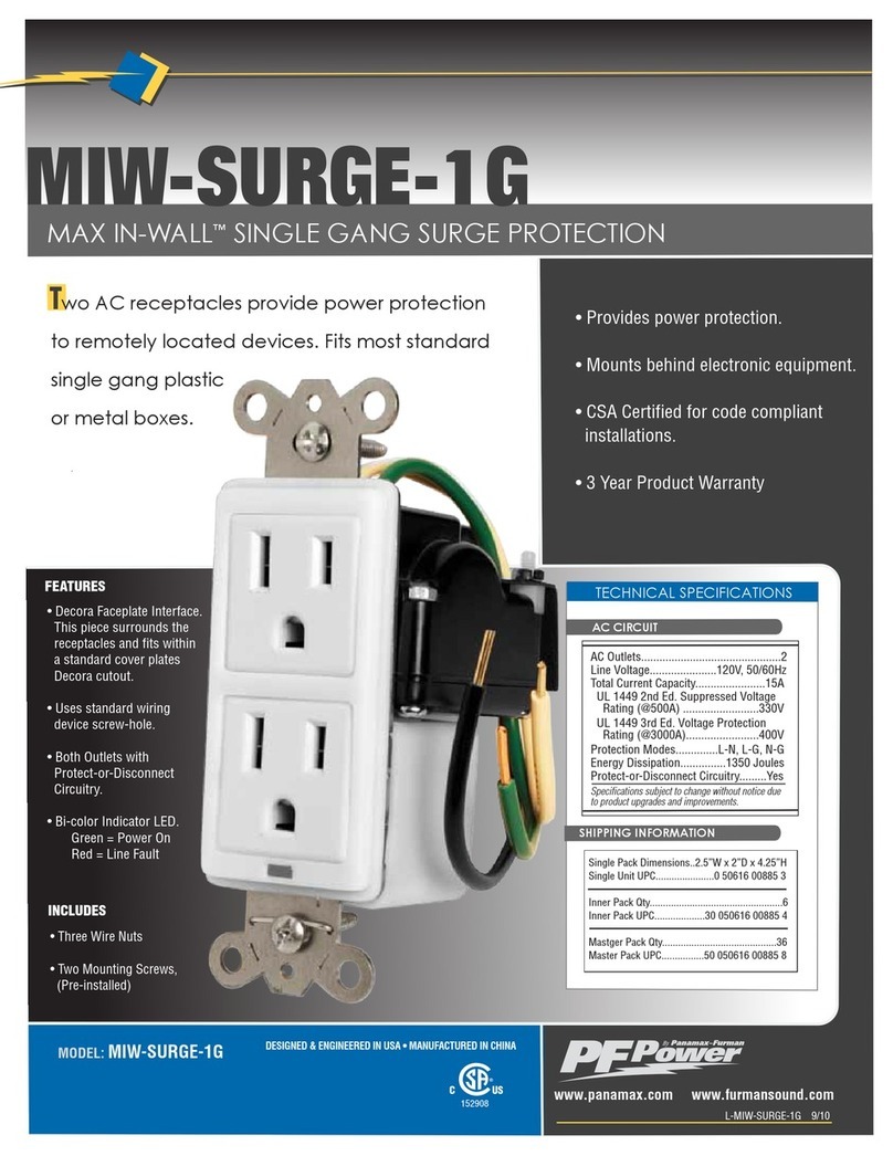 Panamax PFPower MIW-SURGE-1G Specifications Panamax PFPower MIW-SURGE-1G Specifications