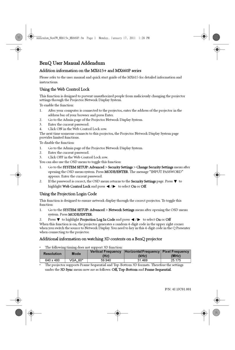 BenQ MX660P series Installation and operating instructions