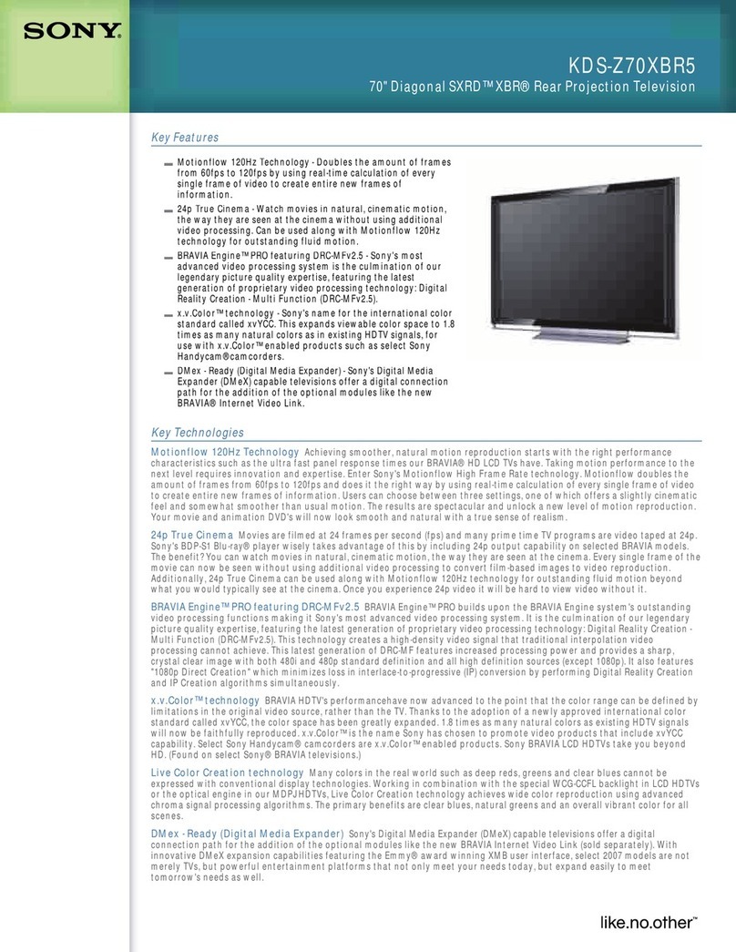 Sony KDS-Z70XBR5 Brochure & specs
