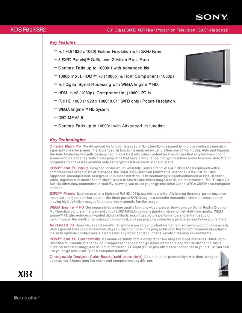 Sony KDS-R60XBR2 - 60" Class Sxrd™ Xbr Rear Projection... Specifications