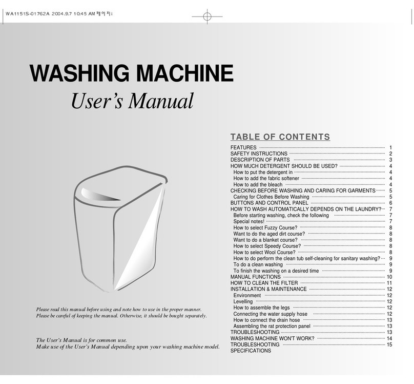 Samsung WA1151S user manual Samsung WA1151S user manual