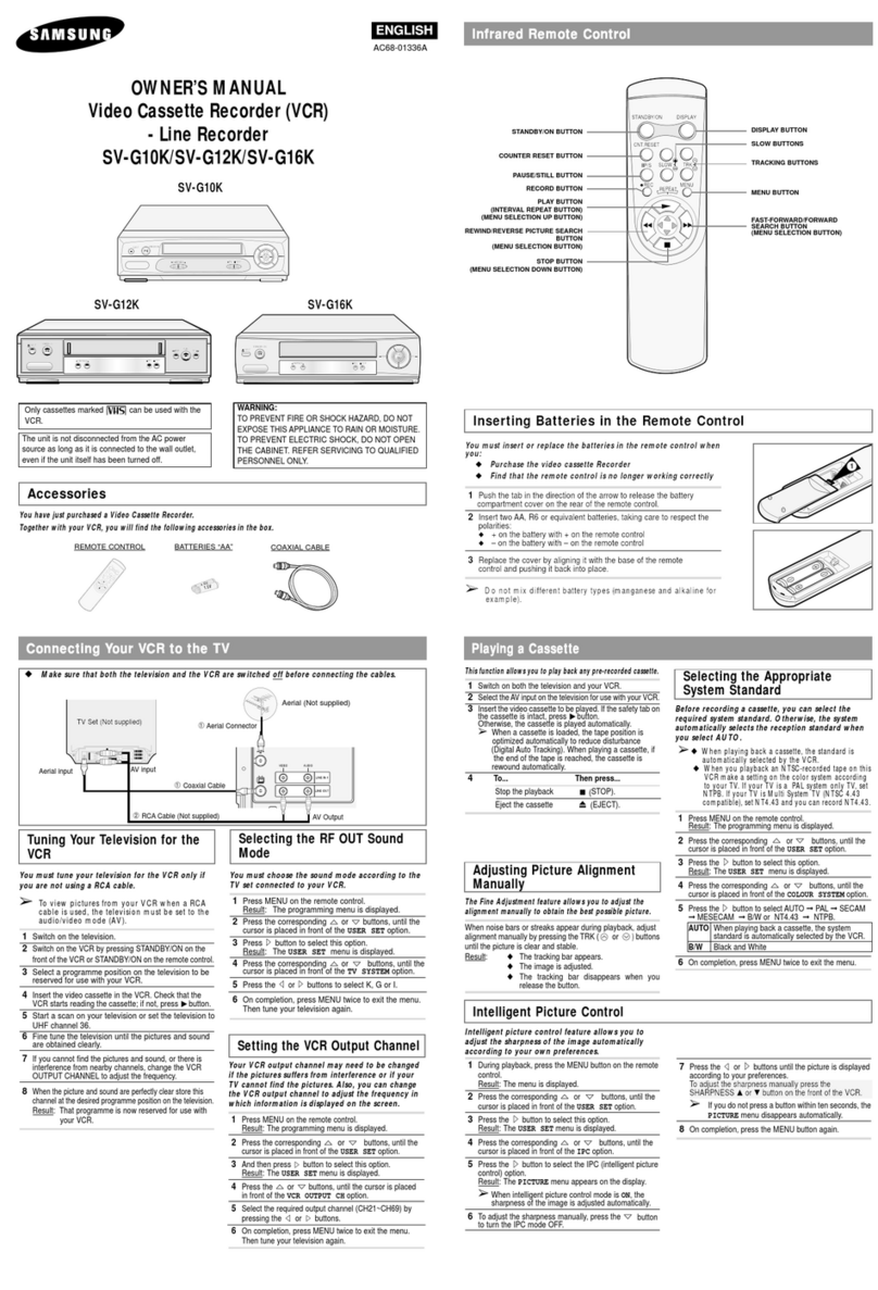 Samsung SV-G12K/AFR owner's manual