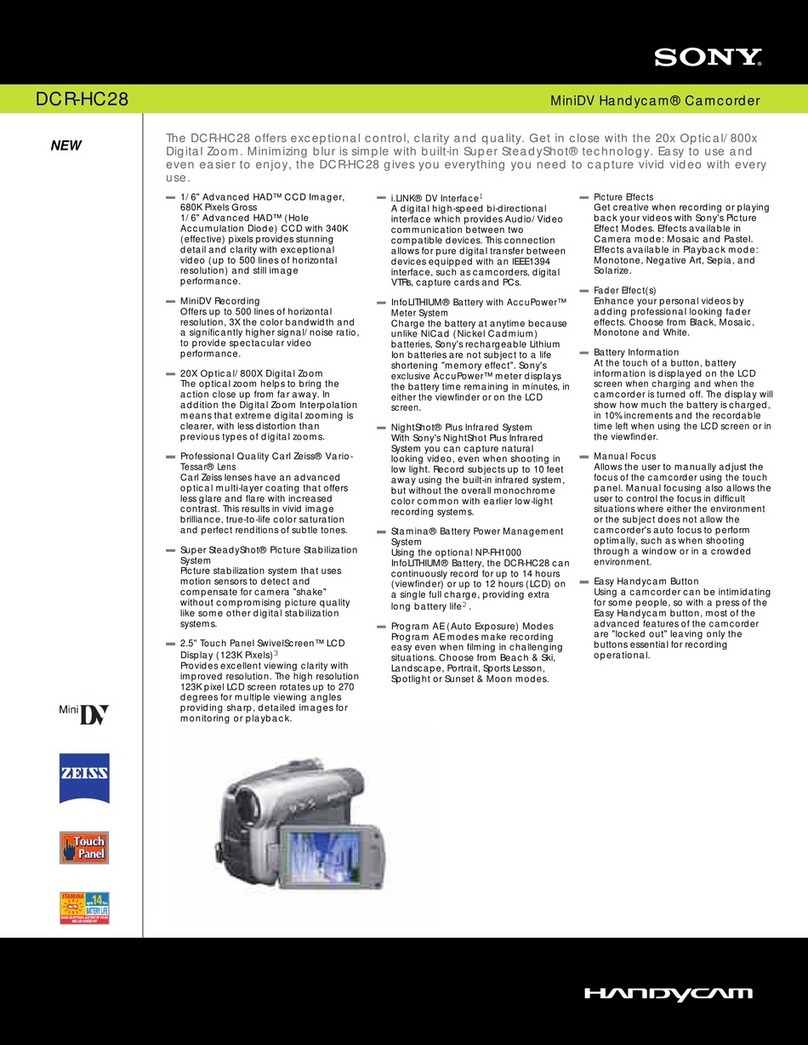 Sony DCR-HC28 - Minidv Handycam Camcorder User manual