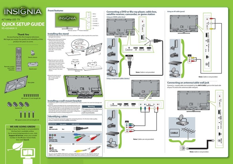 Insignia NS-42E480A13 Quick setup guide
