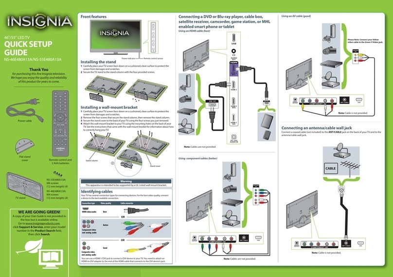 Insignia NS-46E480A13A Quick setup guide