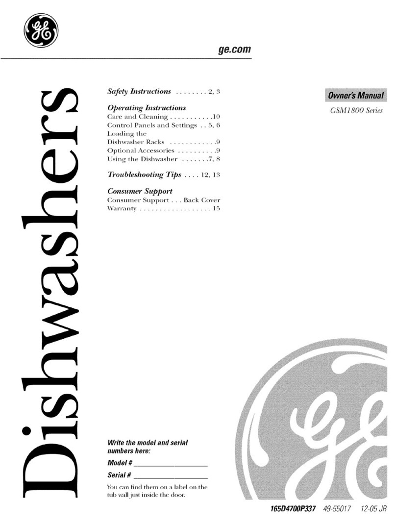 GE GSM18 - Appliances 18 in. Dishwasher User manual