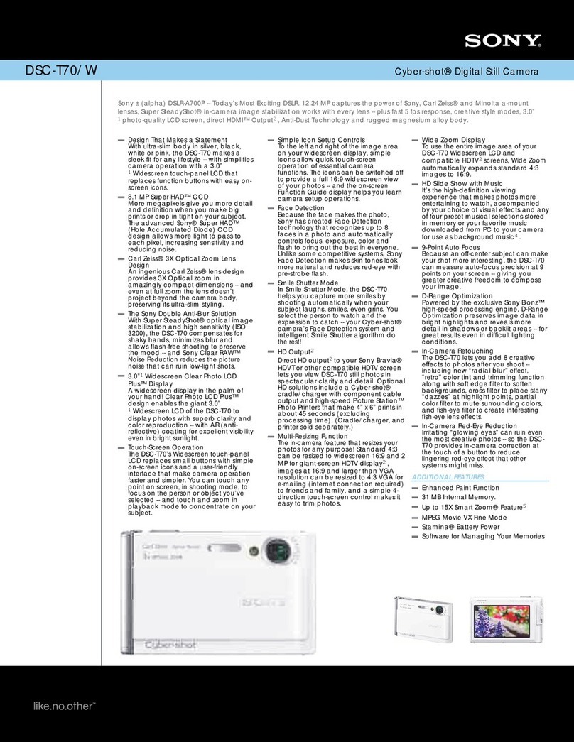 Sony DSC-T70/W - Cyber-shot Digital Still Camera Specifications