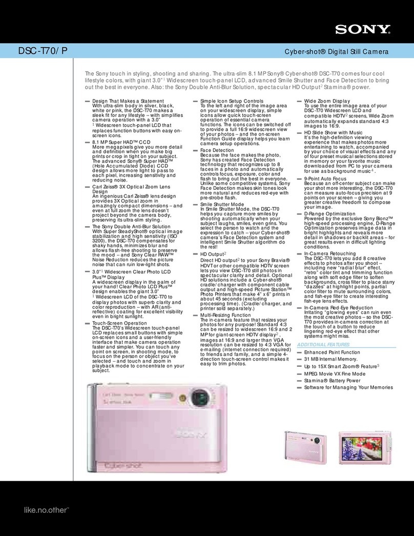Sony DSC-T70/P - Cyber-shot Digital Still Camera User manual