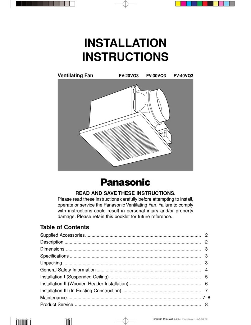 Panasonic WhisperCeiling FV-20VQ3 User manual