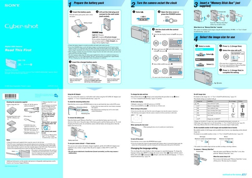 Sony DSC-T30/B - Cyber-shot Digital Still Camera Instruction sheet