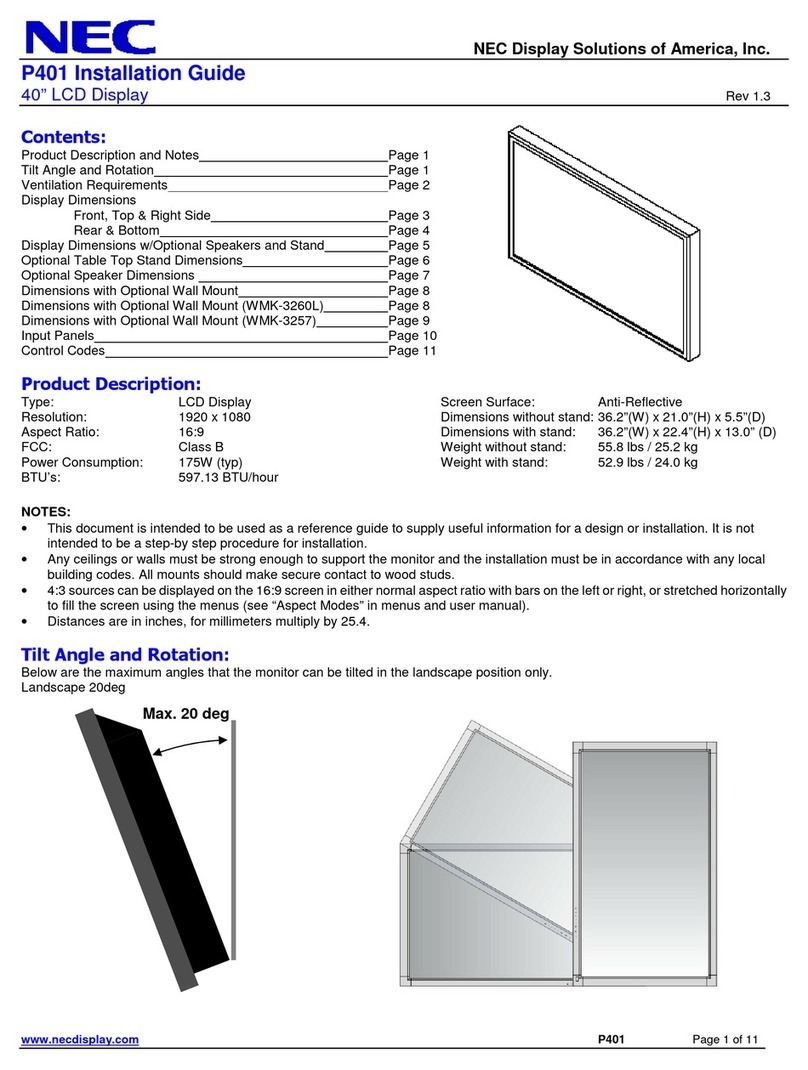 NEC P401 - MultiSync - 40" LCD Flat Panel... User manual