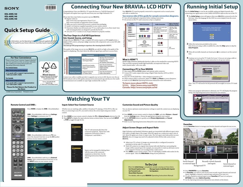 Sony KDL-40WL140 - Bravia Lcd Television User manual