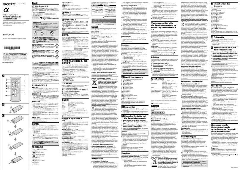 Sony RMT-DSLR2 User manual
