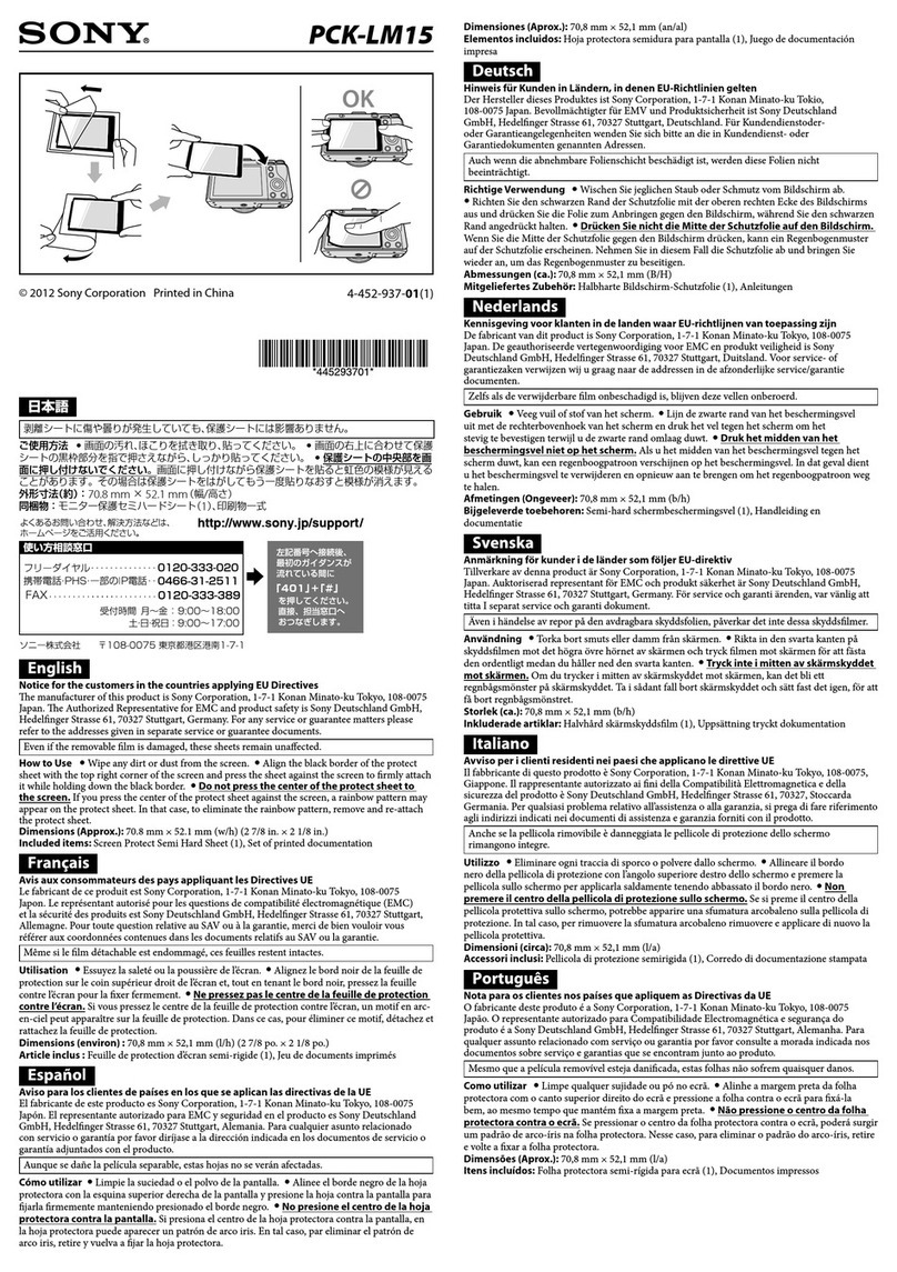 Sony PCK-LM15 Operating instructions