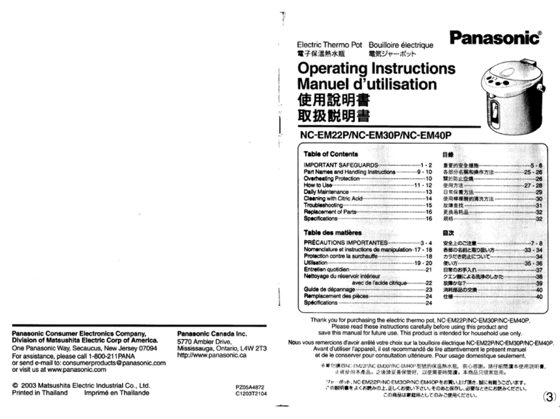 Panasonic NC-EM22P operating instructions