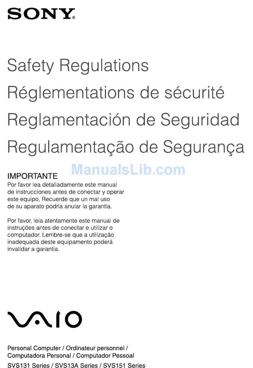 Sony SVS13112FXB Installation and operating manual