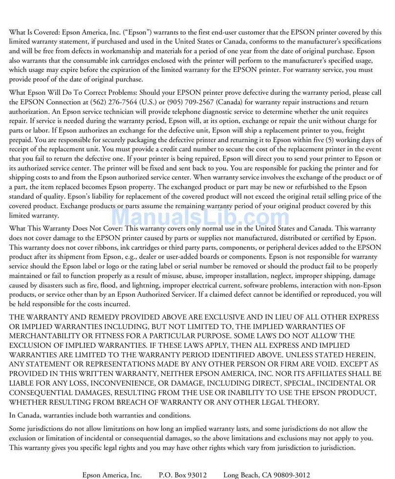 Epson 980N - Stylus Color Inkjet Printer Use and maintenance manual