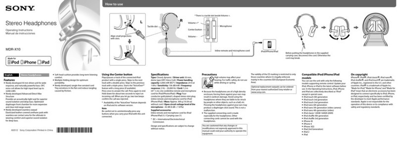 Sony MDR-X10 operating instructions