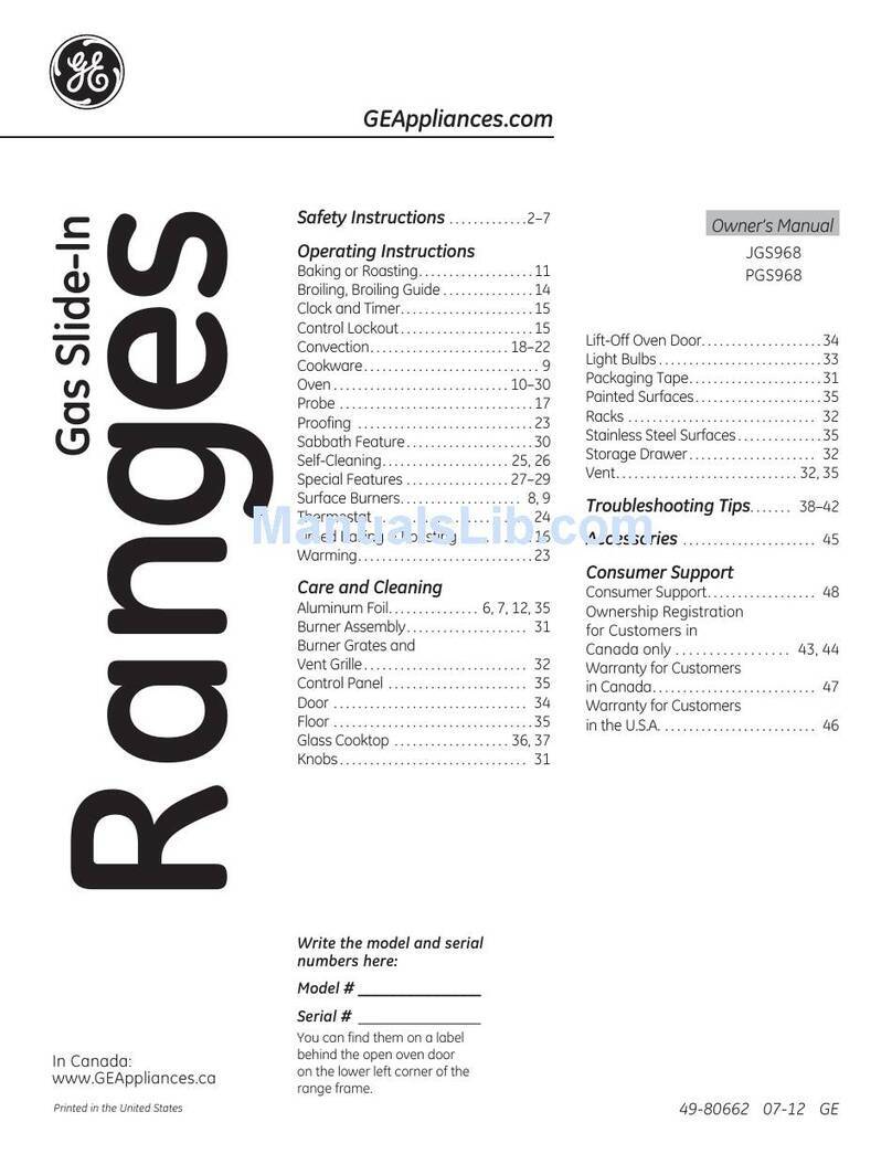 GE Profile PGS968SEPSS User manual