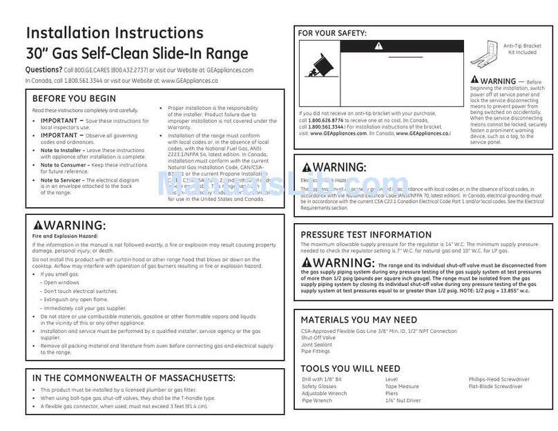 GE Profile PGS968SEPSS User manual