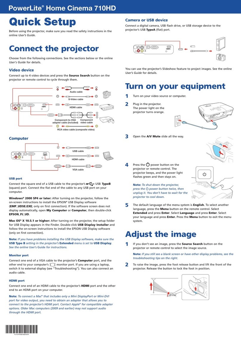 Epson PowerLite Home Cinema 710HD Specification sheet